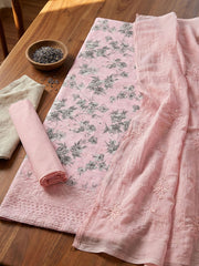 Embroidered Cotton Blend Unstitched Suit With Pant & Dupatta