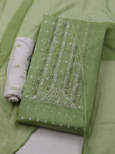 Neck Embroidered Cotton Blend Unstitched Suit With Dupatta