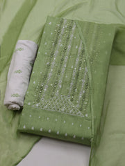Neck Embroidered Cotton Blend Unstitched Suit With Dupatta