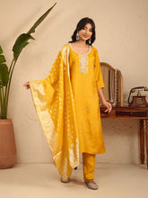 Embroidered Cotton Kurta With Pant & Dupatta