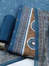 Embroidered Cotton Blend Unstitched Suit With Pant & Dupatta