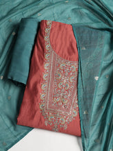 Neck Embroidered Cotton Blend Unstitched Suit With Dupatta