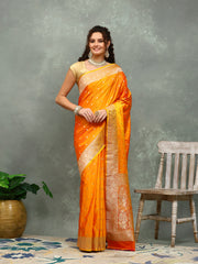 Zari Border Booti Art Silk Woven Saree