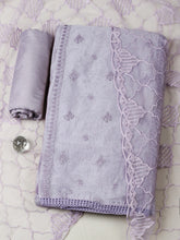 Embroidered Chanderi Unstitched Suit With Pant & Dupatta