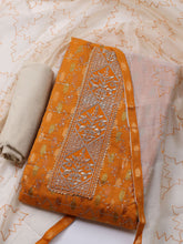 Neck Embroidered Cotton Blend Unstitched Suit With Dupatta