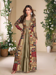 Embroidered Georgette A Line Dress With Jacket