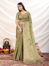 Zari Border Booti Woven Art Silk Saree
