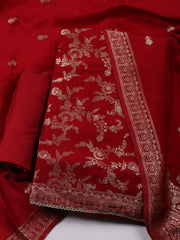 Woven Design Chanderi Unstitched Suit With Dupatta