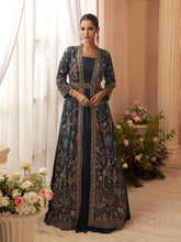 Embroidered Chinnon Silk Dress With Jacket