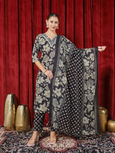 Printed Cotton Blend Kurta With Pants & Dupatta