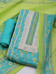 Printed Cotton Blend Unstitched Suit With Dupatta