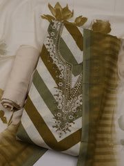 Printed Cotton Blend Unstitched Suit With Dupatta