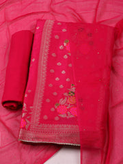 Woven Chanderi Unstitched Suit Piece With Dupatta