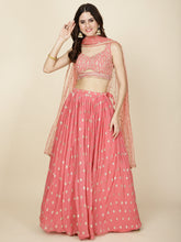 Sequin Embroidery Georgette Choli With Lehenga & Dupatta