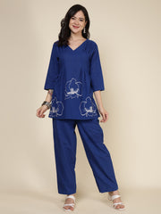 Printed Cotton Blend Kurta With Pants