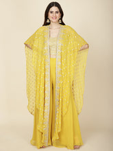 Zari Embroidered Georgette Crop Top With Sharara & Cape