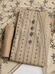 Woven Embroidered Cotton Blend Unstitched Suit With Dupatta