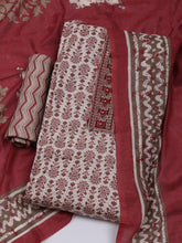 Printed Cotton Blend Unstitched Suit With Dupatta