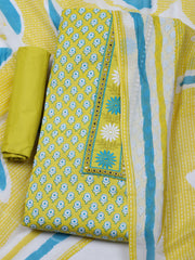 Printed Cotton Blend Unstitched Suit With Dupatta