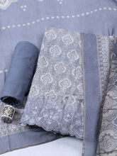 Embroidered Muslin Unstitched Suit With Pant & Dupatta