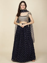 Resham Embroidery Georgette Choli With Lehenga & Dupatta