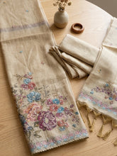 Embroidered Chanderi Unstitched Suit With Pant & Dupatta