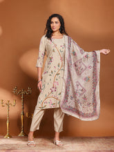 Embroidered Cotton Blend Kurta With Pant & Dupatta