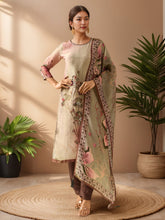 Neck Embroidery Tissue Kurta With Pants & Dupatta