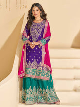 Embroidered Chinon Suit With Pant & Dupatta