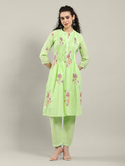Printed Cotton Blend Kurta With Pants