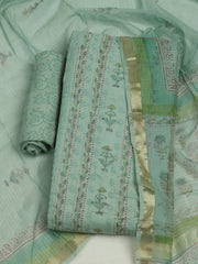 Printed Cotton Unstitched Suits Printed Suit With Pant & Dupatta
