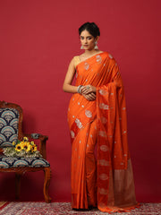 Woven Design Art Silk Orange Saree