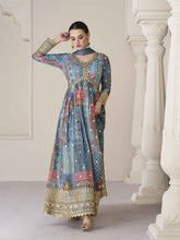 Embroidered Organza Suit With Pant & Dupatta