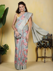 Digital Printed Tussar Saree