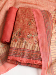 Printed Booti Chanderi Unstitched Suit With Dupatta