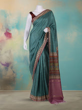 Printed Art Silk Aqua Green Saree