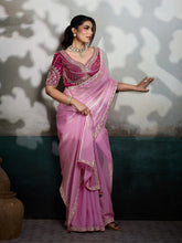 Embroidered Satin Saree
