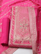 Woven Design Chanderi Unstitched Kurta With Pant & Dupatta