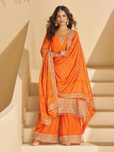 Embroidered Chinon Suit With Pant & Dupatta
