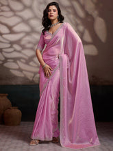 Embroidered Satin Velvet Saree