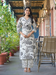 Printed Cotton Blend Kurta With Pants