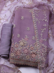 Embroidered Organza Unstitched Suit With Dupatta