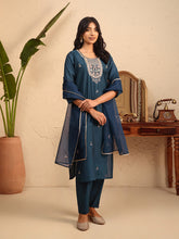Embroidered Cotton Kurta With Pant & Dupatta