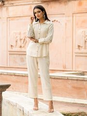 Lace Work Cotton Blend Shirt With Pant