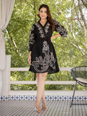 Resham Embroidered Cotton Blend Dress