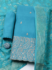 Woven Design Chanderi Unstitched Suit With Pant & Dupatta