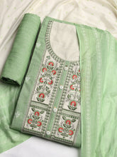Neck Embroidered Cotton Blend Unstitched Suit With Dupatta