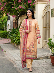 Printed Cotton Blend Kurta With Pant & Dupatta