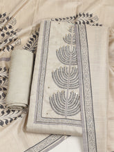 Embroidered Tussar Unstitched Suit With Dupatta