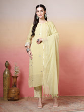 Plain Cotton Kurta With Pant & Dupatta